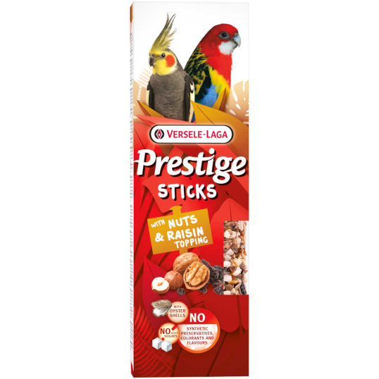 Sticks Grandes Perruches avec Noix & Garniture de Raisins - 2 pièces 